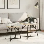 Set măsuțe laterale 2 pcs Stejar Sonoma și Negru GartenMobel Dekor