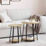 Set măsuțe laterale cu raft 2 pcs Stejar Sonoma și Negru GartenMobel Dekor