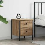 Noptieră stejar artizanal 40 x 42 x 50 cm Lemn compus și metal GartenMobel Dekor