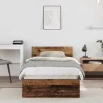 Cadru de pat cu headboard Lemn vechi 90 x 200 cm Lemn compozit GartenMobel Dekor