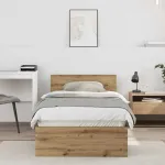 Cadru de pat stejar artizanal 90 x 200 cm Lemn compozit GartenMobel Dekor
