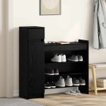 Dulap pentru pantofi cu sertar Stejar negru 100.5 x 28 x 100 cm GartenMobel Dekor