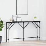 Masă console Stejar negru 140 x 23 x 75 cm Lemn compus și metal GartenMobel Dekor