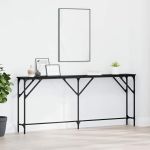 Masă console Stejar negru 180 x 23 x 75 cm Lemn compus și metal GartenMobel Dekor