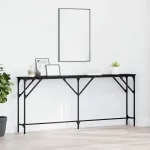 Masă console Stejar negru 180 x 23 x 75 cm Lemn compus și metal GartenMobel Dekor