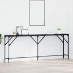 Masă console Stejar negru 200 x 29 x 75 cm Lemn compus și metal GartenMobel Dekor