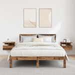 Noptieră Suspendată cu sertar 2 pcs Lemn vechi 40 x 31 x 27 cm GartenMobel Dekor