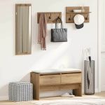 Set mobilier hol cu sertar 4 pcs Stejar negru 90 x 31 x 46.5 cm GartenMobel Dekor
