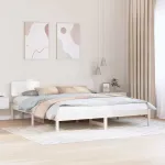 Cadru de pat cu headboard Alb 180 x 200 cm GartenMobel Dekor