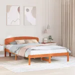Cadru de pat cu headboard Maro 150 x 200 cm Lemn masiv de pin GartenMobel Dekor