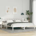 Cadru de pat cu headboard Alb 180 x 200 cm Lemn masiv de pin GartenMobel Dekor