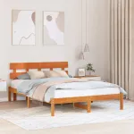 Cadru de pat cu headboard Maro 150 x 200 cm Lemn masiv de pin GartenMobel Dekor