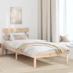 Cadru de pat cu headboard Maro 75 x 190 cm Lemn masiv de pin GartenMobel Dekor