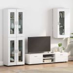 Cabinet suspendat cu raft Alb foarte lucios 55 x 29 x 100 cm GartenMobel Dekor