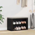 Raft pentru încălțăminte cu raft Stejar negru 75 x 35 x 45 cm GartenMobel Dekor