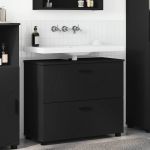 Dulap de Baie cu sertar Negru 76.5 x 35 x 64 cm Lemn compozit GartenMobel Dekor
