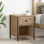 Dulap de noapte stejar artizanal 40 x 42 x 50 cm Lemn compozit GartenMobel Dekor