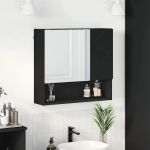 Dulap cu oglindă cu raft Negru 59 x 17 x 55 cm Lemn compozit GartenMobel Dekor