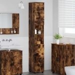 Dulap de baie înalt cu ușă Stejar afumat 30 x 35 x 192 cm GartenMobel Dekor