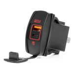 Priza cu 2 USB, cu LED rosu, 12-24V, USB + USB-C QC3.0 12V 24V, incastrabila, rezistent la apa AutoDrive ProParts