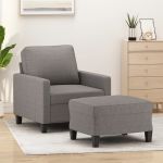 Fotoliu canapea cu taburet, taupe, 60 cm, material textil GartenMobel Dekor