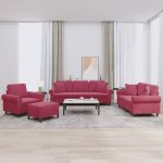 Set canapele cu perne, 4 piese, roșu vin, catifea GartenMobel Dekor