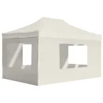 Cort de petrecere pliabil cu pereți, crem, 4,5 x 3 m, aluminiu GartenMobel Dekor