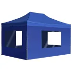 Cort de petrecere pliabil cu pereți albastru, 4,5x3 m, aluminiu GartenMobel Dekor