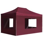 Cort de petrecere pliabil cu pereți roșu vin, 4,5x3 m, aluminiu GartenMobel Dekor