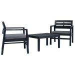 Set mobilier de grădină, 3 piese, antracit, plastic GartenMobel Dekor
