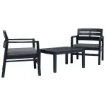 Set mobilier de grădină, 3 piese, antracit, plastic GartenMobel Dekor