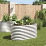 Strat înălțat de grădină, argintiu 160x80x81cm oțel galvanizat  GartenMobel Dekor