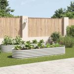 Strat înălțat de grădină, argintiu 320x80x44 cm oțel galvanizat GartenMobel Dekor