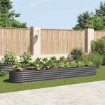 Strat înălțat de grădină, gri, 400x80x44 cm, oțel galvanizat GartenMobel Dekor