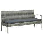 Canapea de grădină cu pernă, 3 locuri, gri, poliratan GartenMobel Dekor