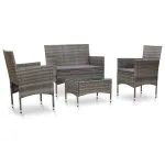 Set mobilier de grădină cu perne, 4 piese, gri, poliratan GartenMobel Dekor