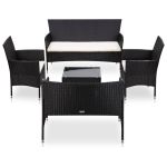 Set mobilier de grădină cu perne, 5 piese, negru, poliratan GartenMobel Dekor