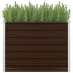 Strat înălțat de grădină, maro, 100x100x77 cm, oțel galvanizat GartenMobel Dekor