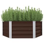 Strat înălțat de grădină, maro, 129x129x46 cm, oțel galvanizat GartenMobel Dekor