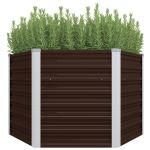 Strat înălțat de grădină, maro, 129x129x77 cm, oțel galvanizat GartenMobel Dekor