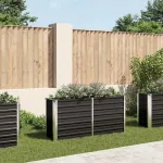 Strat înălțat de grădină antracit 160x40x77 cm oțel galvanizat GartenMobel Dekor