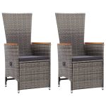 Scaune de grădină rabatabile cu perne, 2 buc., gri, poliratan GartenMobel Dekor