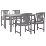 Set mobilier de exterior, 5 piese, gri, lemn masiv de acacia GartenMobel Dekor