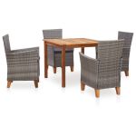 Set mobilier de exterior, 5 piese, gri, poliratan, lemn acacia GartenMobel Dekor