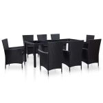 Set mobilier de exterior, 9 piese, negru, poliratan GartenMobel Dekor