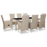 Set mobilier de exterior cu perne, 9 piese, bej, poliratan GartenMobel Dekor