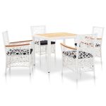 Set mobilier de grădină, 5 piese, alb, poliratan GartenMobel Dekor