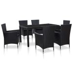 Set mobilier de grădină, 7 piese, negru, poliratan  GartenMobel Dekor