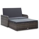 Set mobilier de grădină cu perne, 2 piese, gri, poliratan GartenMobel Dekor