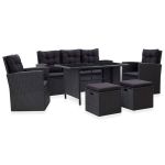 Set mobilier de grădină cu perne, 6 piese, negru, poliratan GartenMobel Dekor